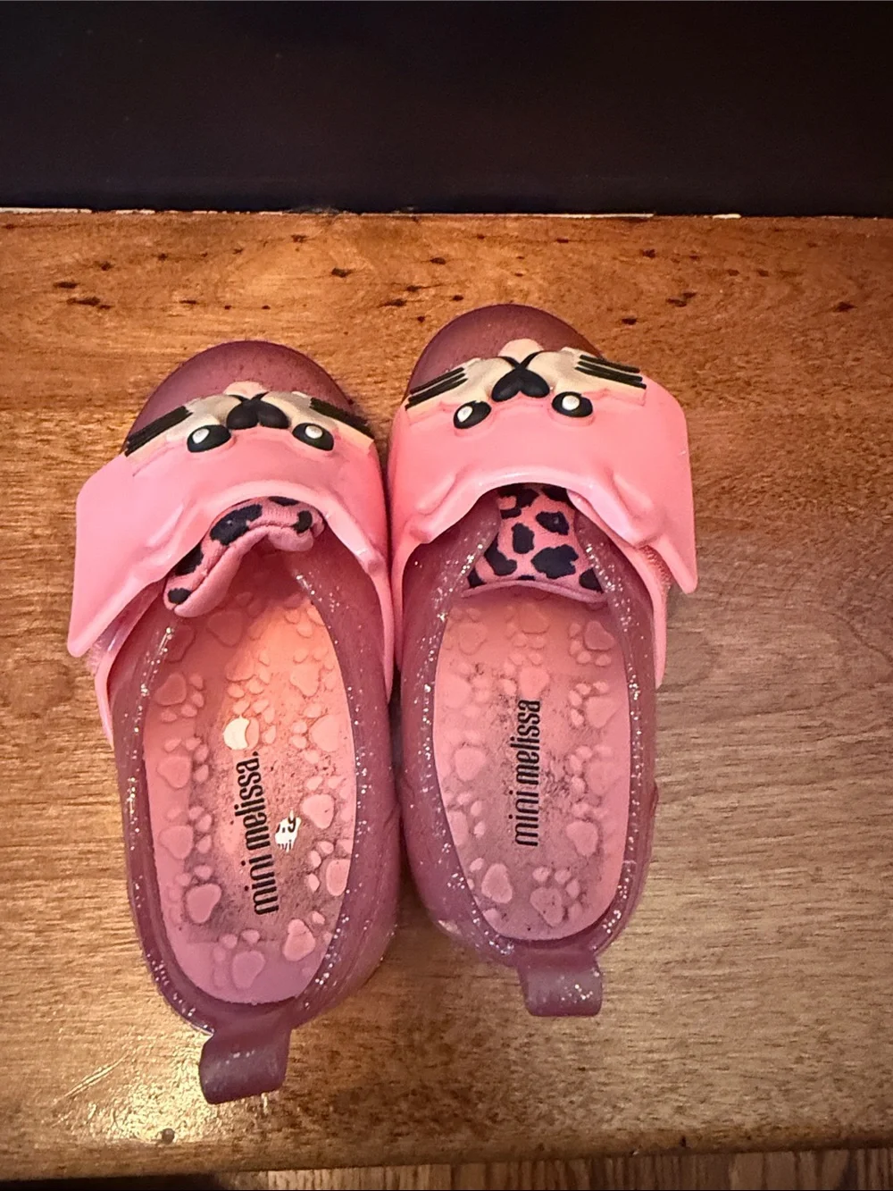Kids Pink Glitter Cat Slip-On Shoes